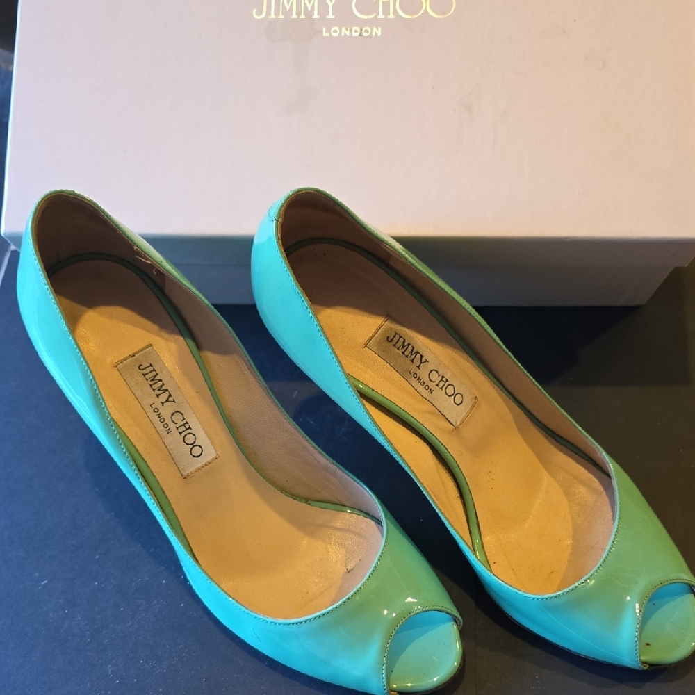 Jimmy Choo Peppermint Peep Toe Heels Size 8.5